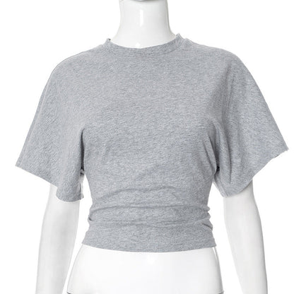 Summer Batwing Sleeve T-shirt Ins Fashion Round Neck Pullover Short-sleeved Tops For Women Clothing Limorista