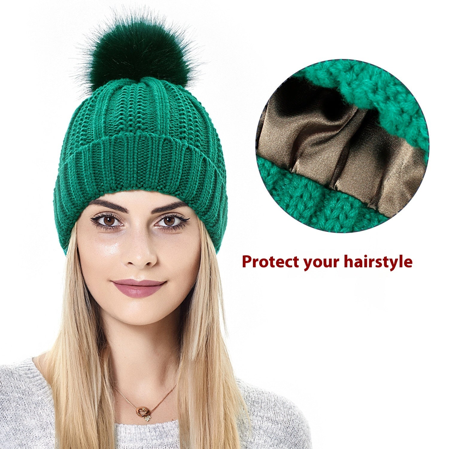 Woolen Cap Knitted Protection Hairstyle Silky Stretch Satin Knitted Hat Limorista