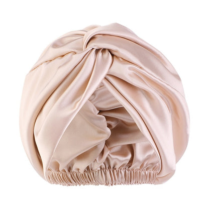 Europe And The United States Popular Imitation Silk Double Layer Nightcap Cross Twist Cap Limorista