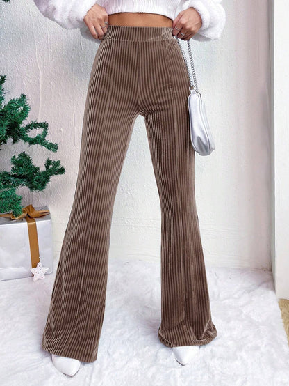 High Waist Lamp Wick Corduroy Bell-bottom Pants Wide Leg Women Limorista