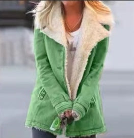 Women Plus Size Warm Coats Composite Plush Button Lapels Jacket Outwearcoat Limorista