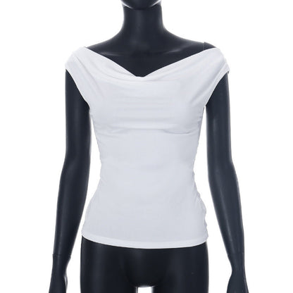 European And American Solid Color Swing Collar Sleeveless Backless Lace-up Sexy Vest Top T-shirt Limorista