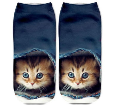 Popular Funny Unisex Short Socks 3D Cat Printed Anklet Socks Casual Socks Limorista