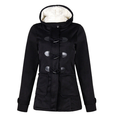 Women Warm Hooded Wool Double Button Coat Limorista