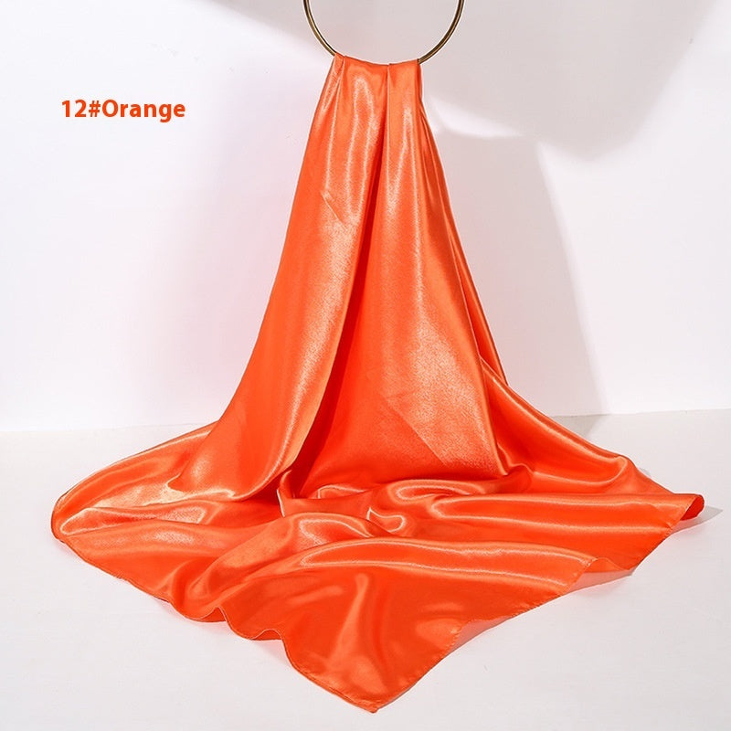 Pure Color Silk Scarf Artificial Silk 90cm Shiny Satin Shawl Limorista