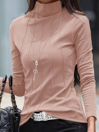European And American Solid Color Turtleneck Slim T-shirt Limorista