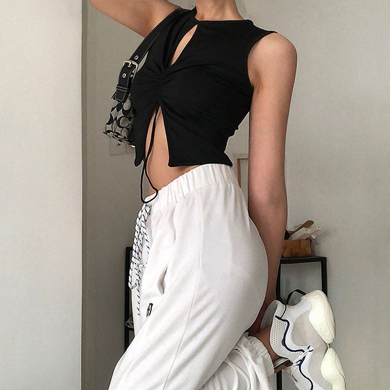 Exposed Neckline Split Hang Rope Women&