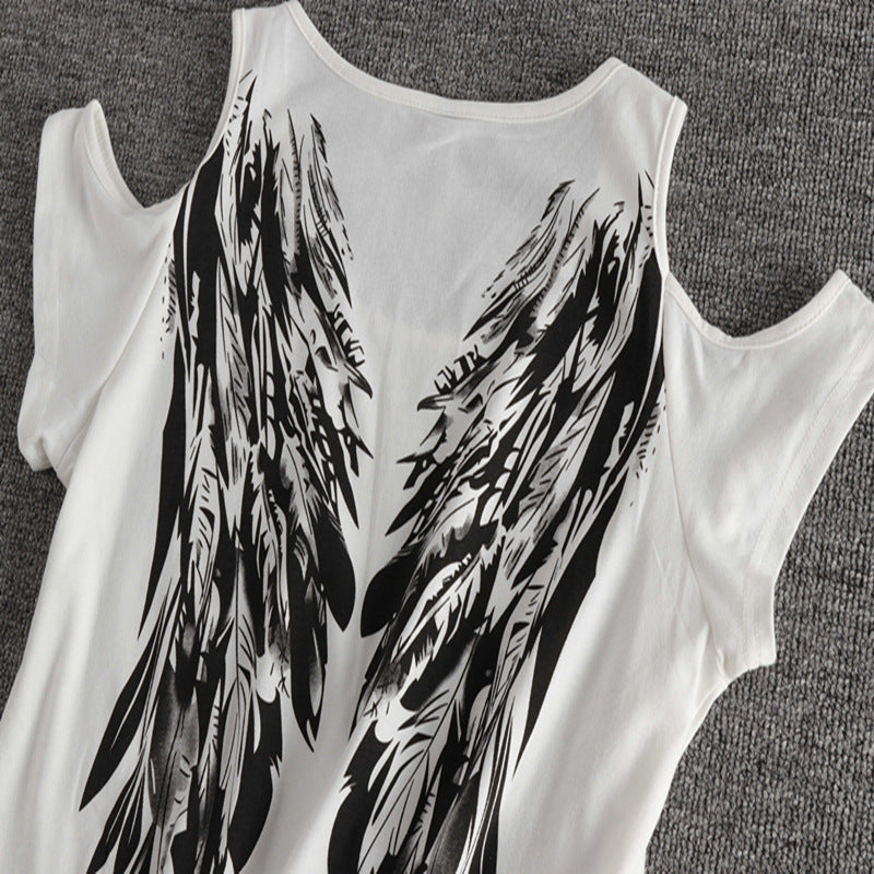 Wing print strapless T-shirt Limorista