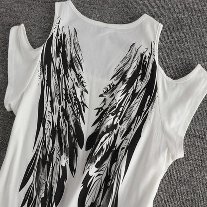 Wing print strapless T-shirt Limorista