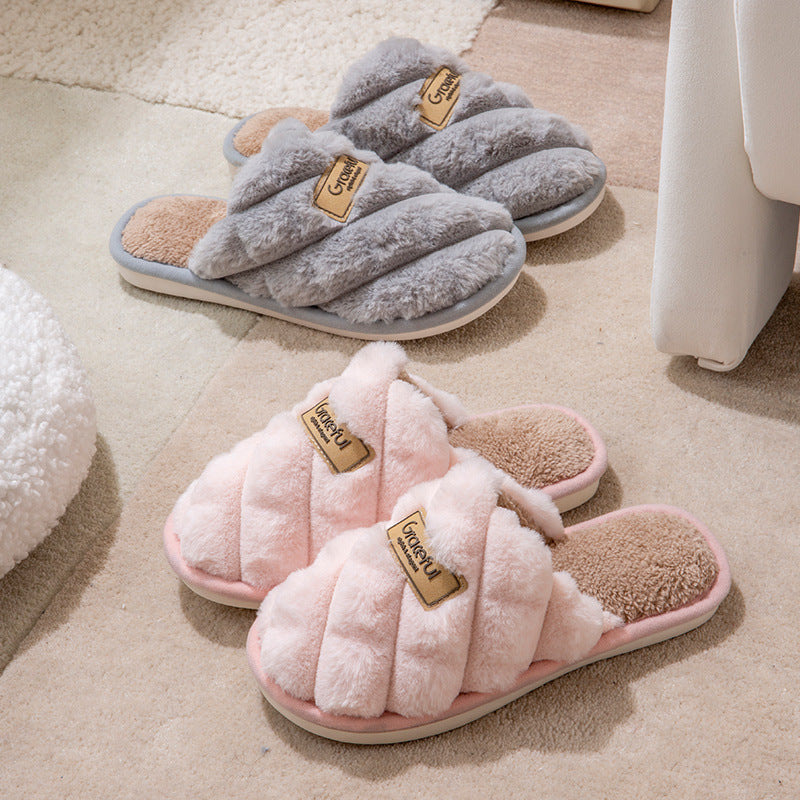 New Simple Thick Bottom Interior Home Non-slip Plush Warm Cotton Slippers Limorista