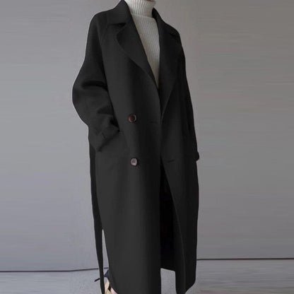 Korean Style Temperament Mid-length Over-the-knee Double-sided Cashmere Woolen Coat Limorista