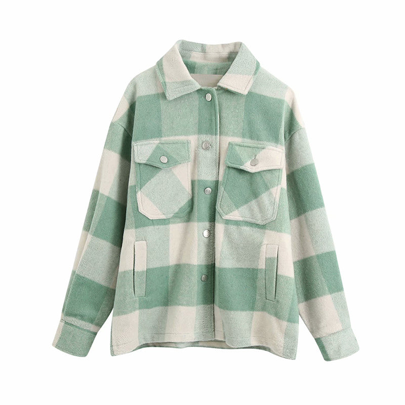 Ladies casual plaid shirt jacket Limorista