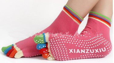 Slip Yoga Socks 5 Toes Socks Letter Print Massage Exercise Short Tube High-quality Cotton Socks Limorista