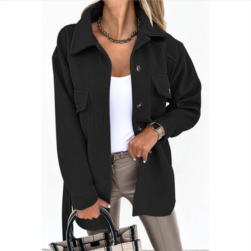 Fashionable Lace-up Small Fragrant Jacket With Pockets Limorista