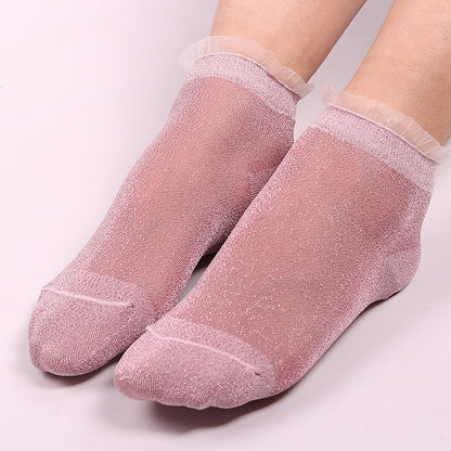 Ladies glitter lace socks