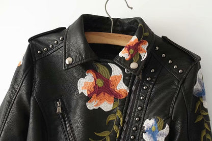 Embroidered studded leather jacket Limorista