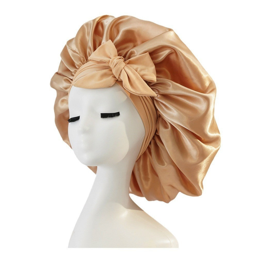 Satin Ribbon Round Bow Elastic Nightcap Limorista