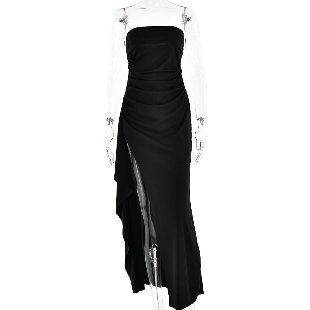 Strapless Split Long Dress Summer Fashion Pleated Bridesmaid Dress For Womens Party Wedding Clothing Limorista