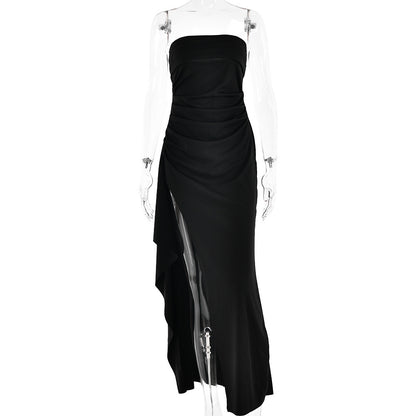Strapless Split Long Dress Summer Fashion Pleated Bridesmaid Dress For Womens Party Wedding Clothing Limorista