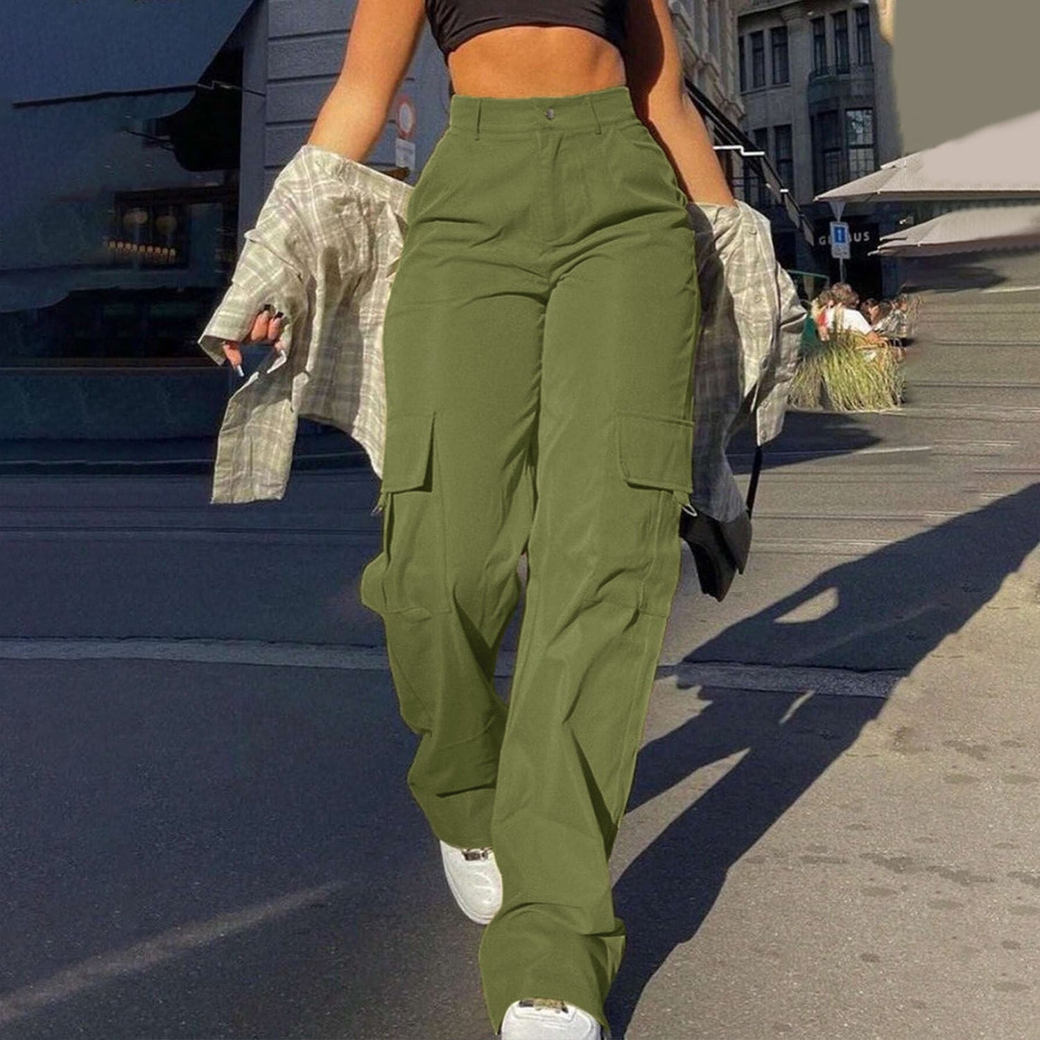 Multi-Pocket Workwear Straight-leg Trousers Limorista