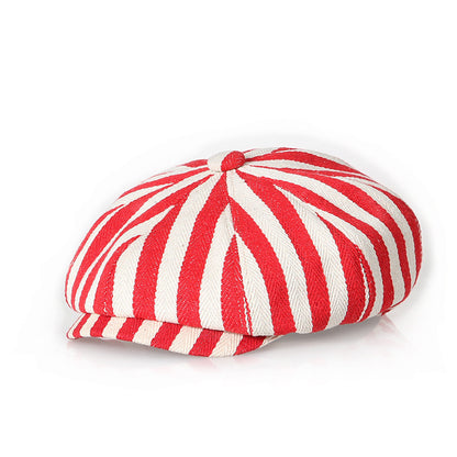 Retro Bold Stripes Fashion British Youth Octagonal Cap Limorista