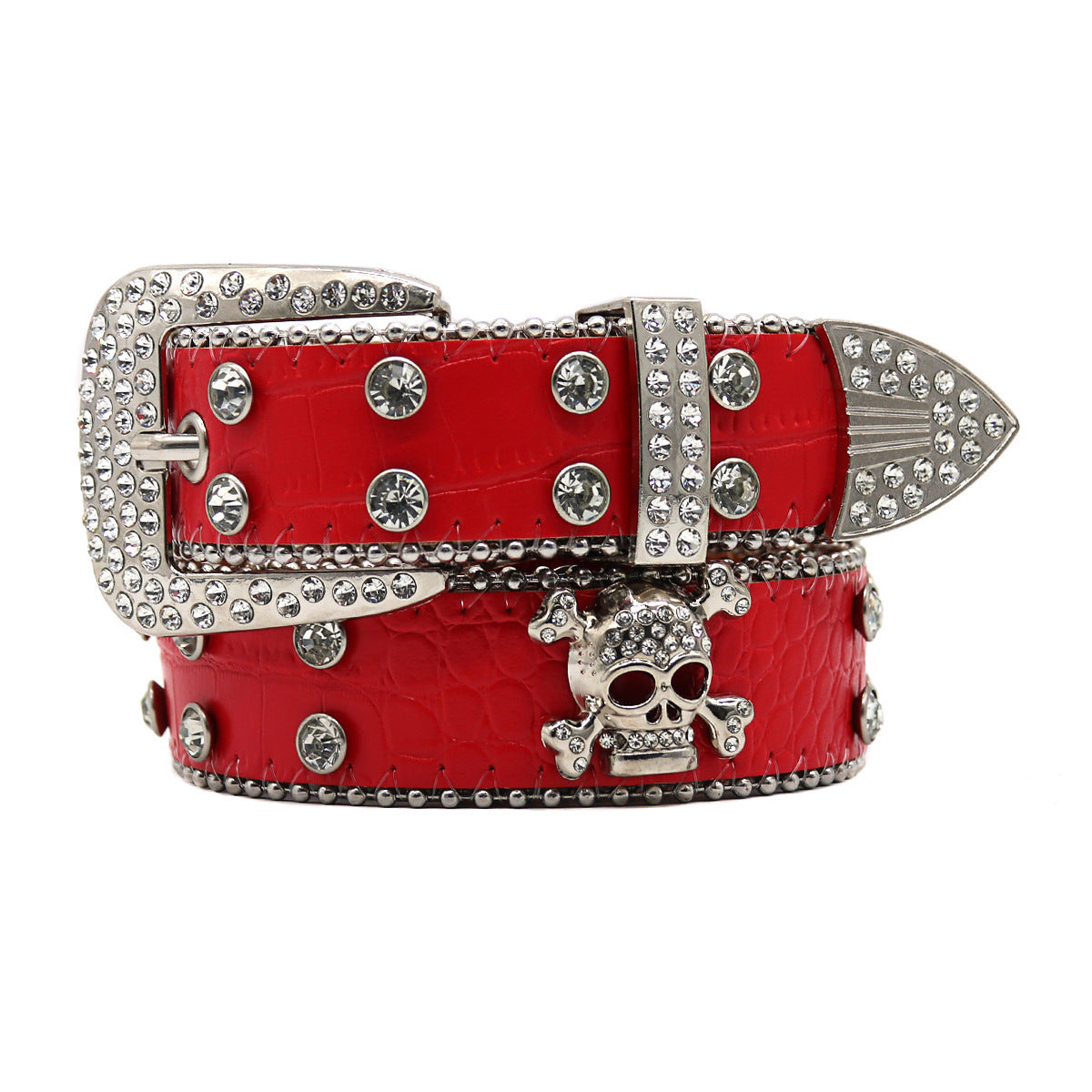 Rhinestone Skull Wide Belt Men Limorista