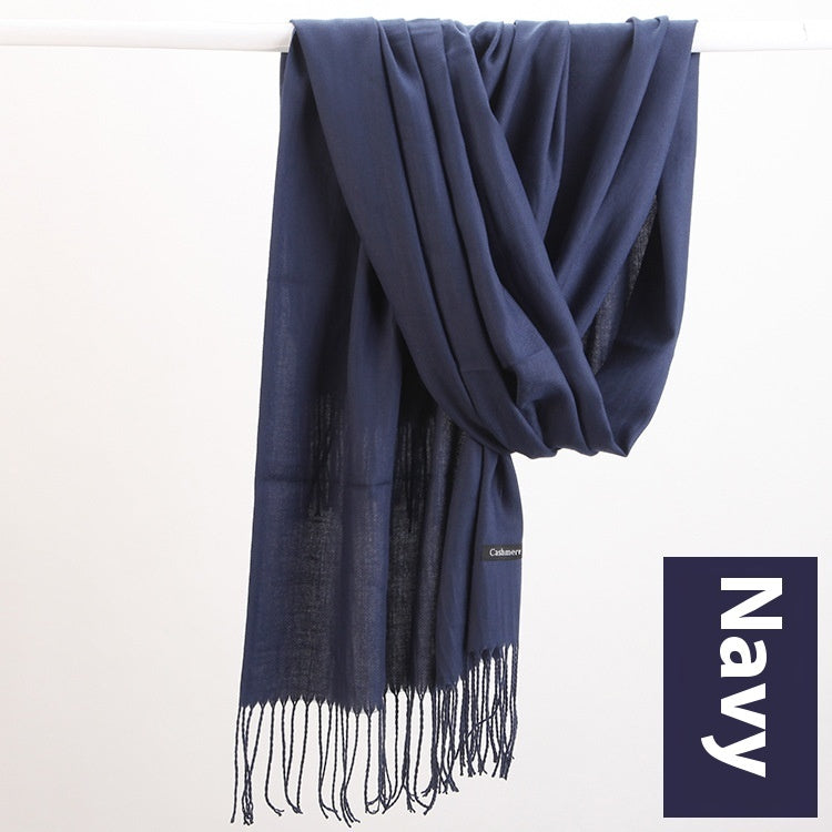 Pure Color Warm Keeping Scarf All-match Cashmere Shawl Limorista