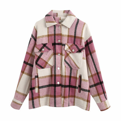 Ladies casual plaid shirt jacket Limorista