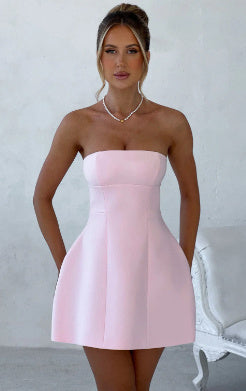 Fashion Tube Dress Summer Solid Color Sasual Backless Slim Short Dresses Party Womens Clothing Limorista