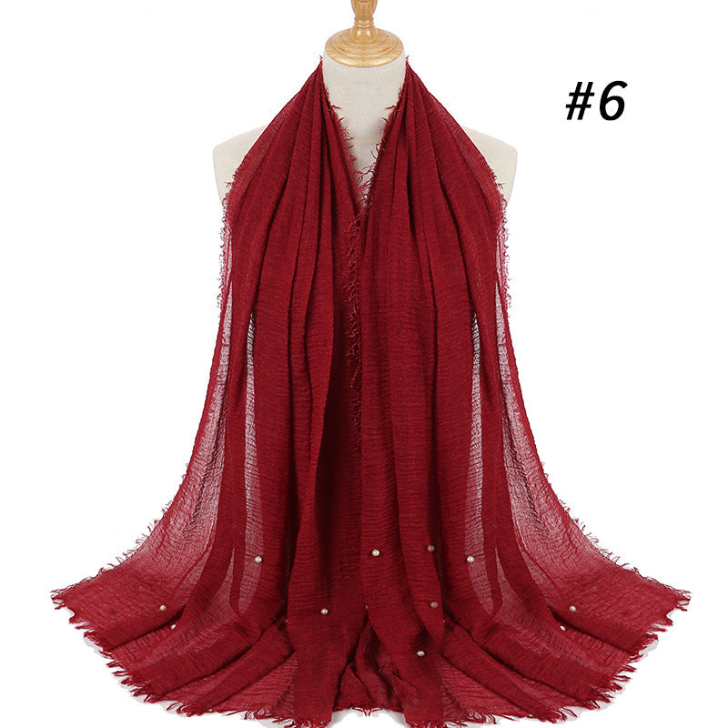 Cotton and linen crumpled monochrome scarf Limorista