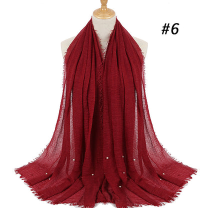 Cotton and linen crumpled monochrome scarf Limorista