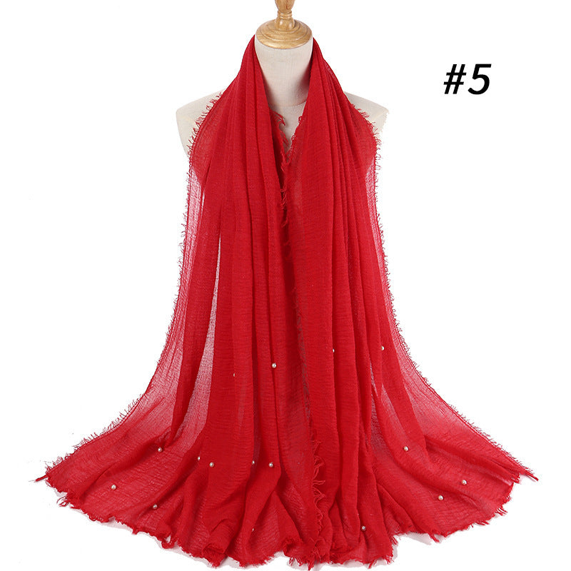 Cotton and linen crumpled monochrome scarf Limorista