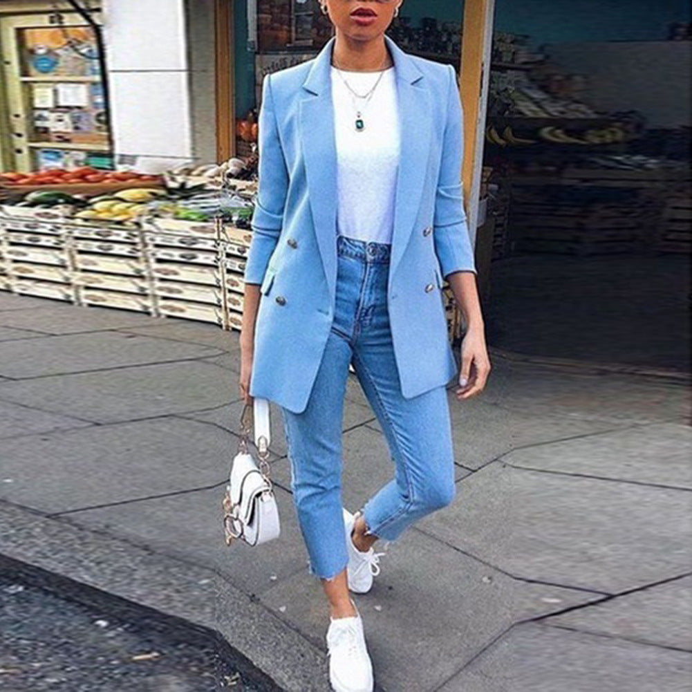 Fashion Lapel cardigan medium length temperament suit coat woman Limorista