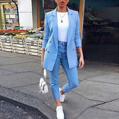 Fashion Lapel cardigan medium length temperament suit coat woman Limorista