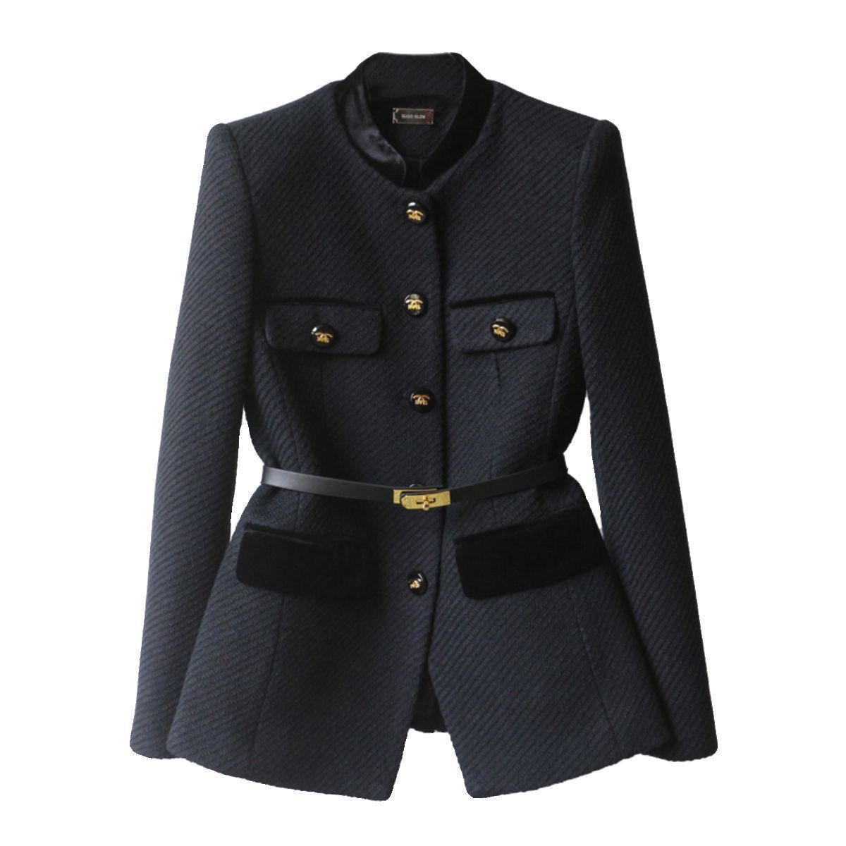 Mid-length Waist Slimming Overcoat Shoulder Women&