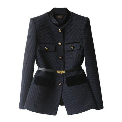 Mid-length Waist Slimming Overcoat Shoulder Women&