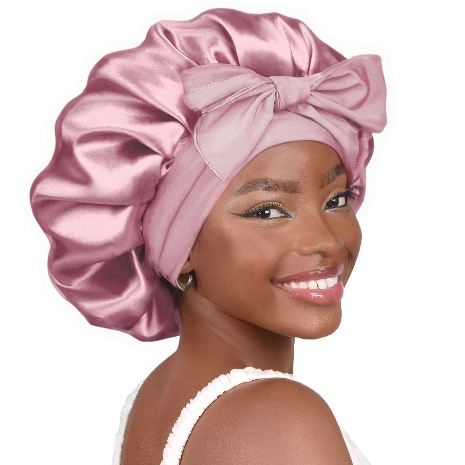 Double-layer Ribbon Round Cap Bow Hair Care Wide-brimmed Hat Limorista