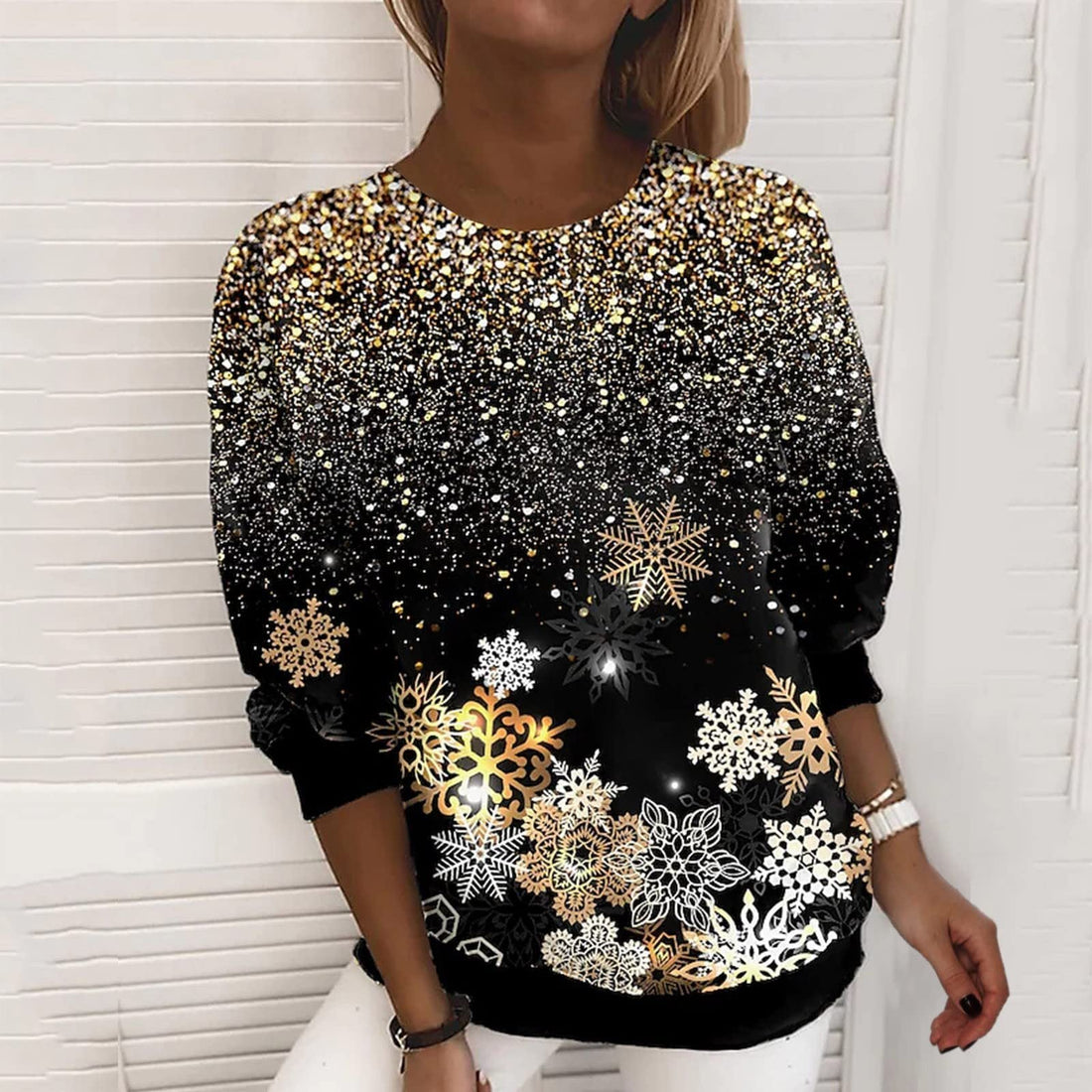 Snowflake Christmas 3D Digital Printing Sweater Limorista