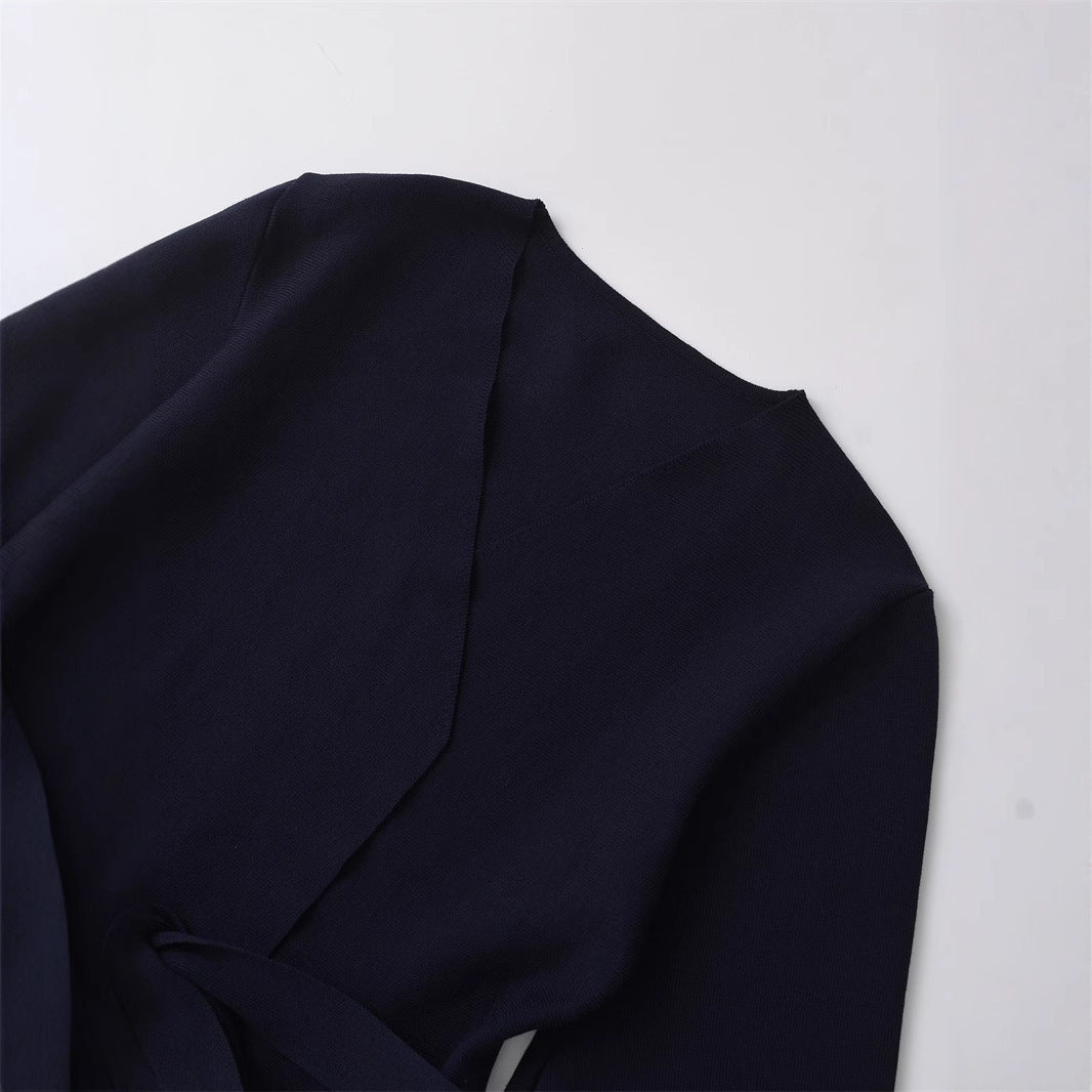 European And American Style Elegant Deep V-neck With Belt Padded Shoulder Limorista