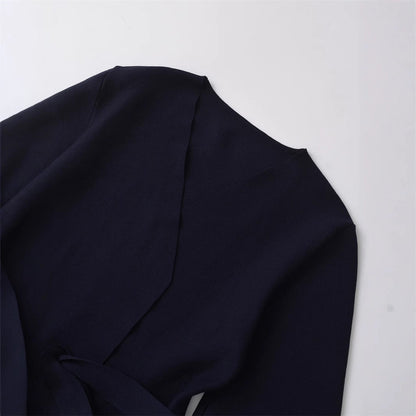 European And American Style Elegant Deep V-neck With Belt Padded Shoulder Limorista