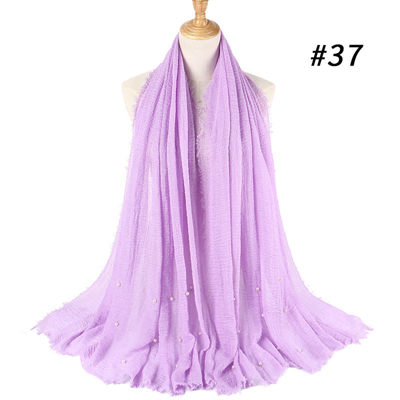 Cotton and linen crumpled monochrome scarf Limorista
