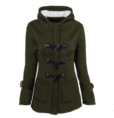 warm winter fur collar jackets women new horn button Long down coat women parka Plus Size female parka hoodies Women Limorista