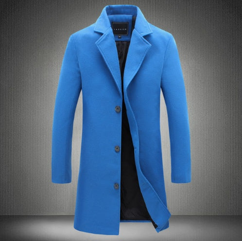 Autumn And Winter New Mens Solid Color Casual Business Woolen Coats Limorista