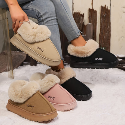 Cozy Plush Soft Slippers Shoes For Women Non-Slip Platform Shoes With Faux Fur Lining Mute Sole And Comfortable Fit For Indoor Wear Limorista