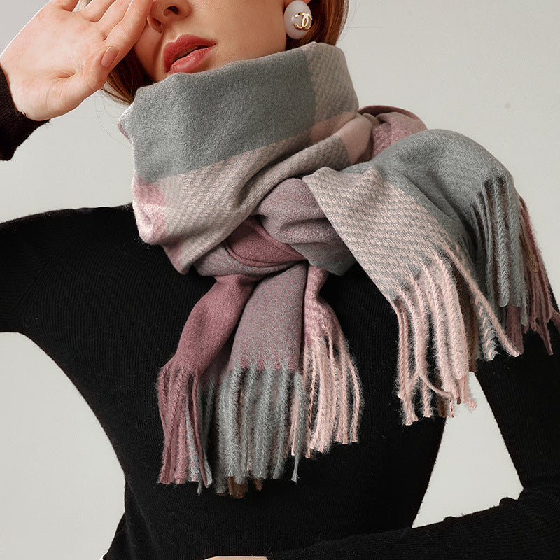 New Cashmere Tassel Thickened Cold And Warm Scarf Limorista