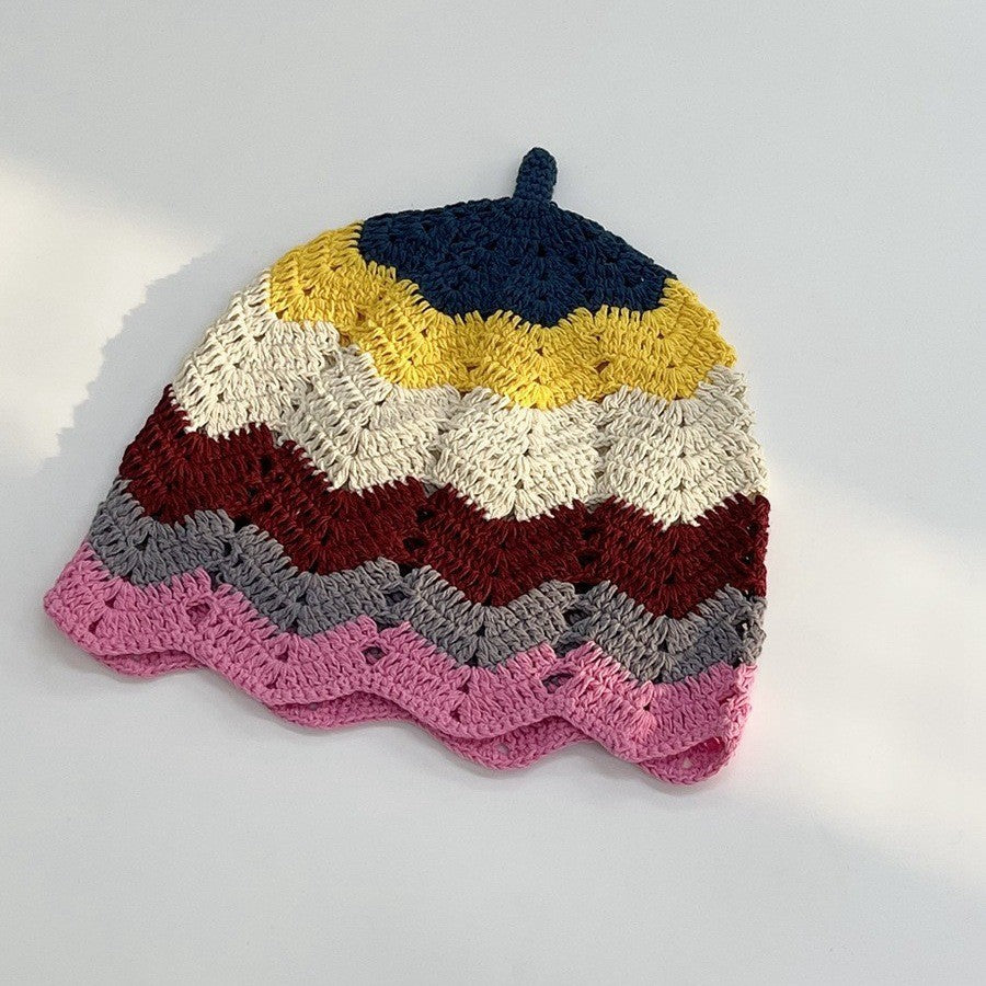 Japanese-style Retro Hollow Flower Handmade Knitted Bucket Hat Women Limorista