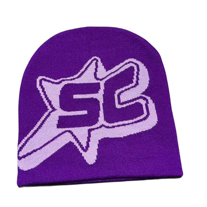 Jacquard Letter SC Trend Knitting Sleeve Cap Limorista