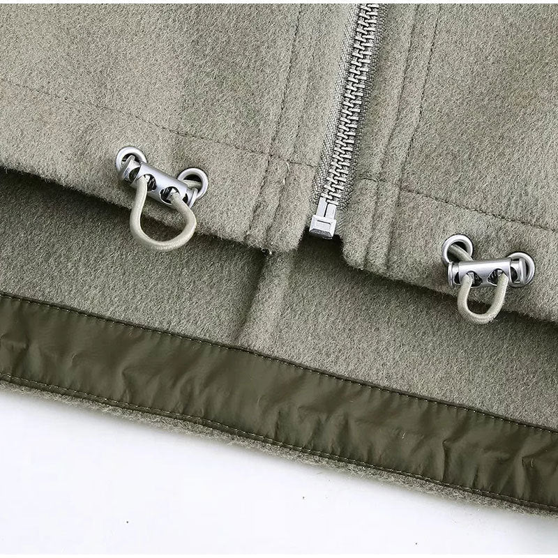 Fashion Detachable Cap Round Neck Double-sided Splicing Coat Limorista