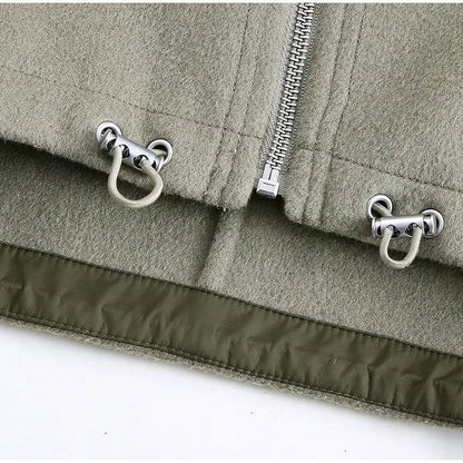 Fashion Detachable Cap Round Neck Double-sided Splicing Coat Limorista