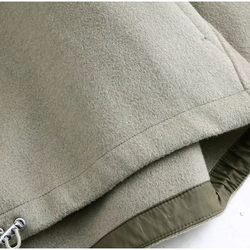 Fashion Detachable Cap Round Neck Double-sided Splicing Coat Limorista